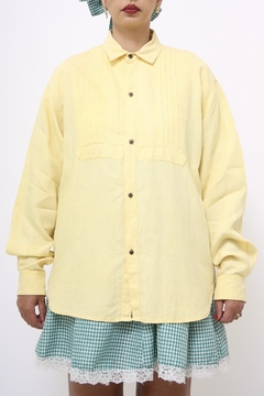 Camisa 100% linho amarelo vintage - comprar online