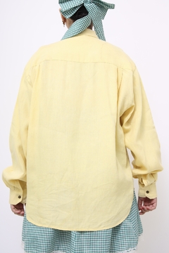 Camisa 100% linho amarelo vintage - comprar online