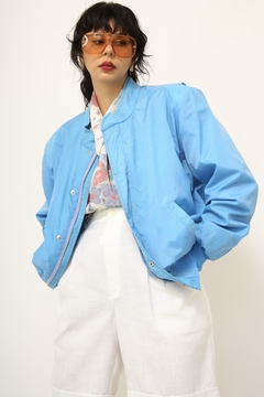 Jaqueta nylon azul bomber