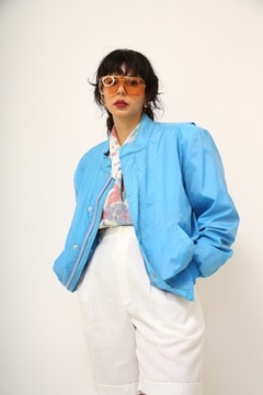 Jaqueta nylon azul bomber - Capichó Brechó