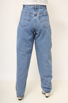Calça jeans azul classica listra branca lateral bag - loja online