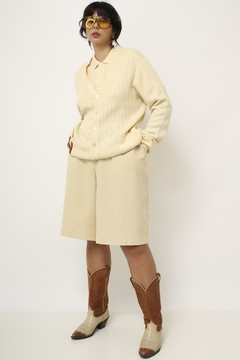 Tricot acriclico creme letra vintage veneza - comprar online