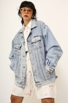 Jaqueta jeans classica vintage costura ocre - loja online
