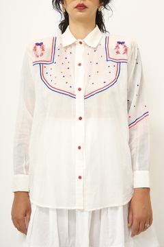 conjunto saia + camisa bordada ombreira algodao vintage na internet