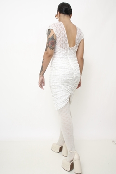 Imagem do Vestido renda branco drapeado 80 ´s