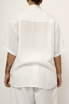Camisa branca linho vintage bolso - Capichó Brechó