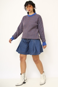 Pulover azul lã color vintage - loja online