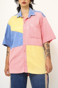 Camisa recortes tricolor vintage - Capichó Brechó