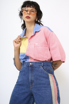Camisa recortes tricolor vintage - comprar online