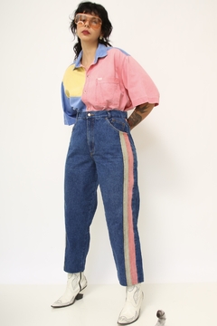 Calça jeans recorte color vintage - comprar online