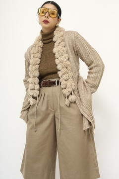 Cardigan tricot com recortes pelo - comprar online
