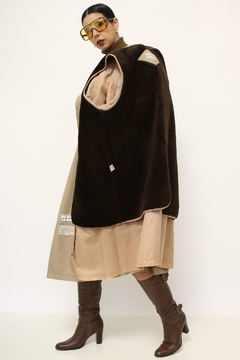 Trench Coat bege forro pelúcia marrom removível - comprar online