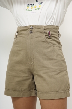 Shorts cintura alta bege safari - loja online
