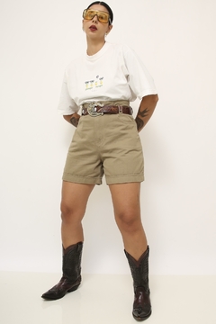 Shorts cintura alta bege safari na internet