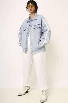 Jaqueta jeans manga listras branca vintage - comprar online