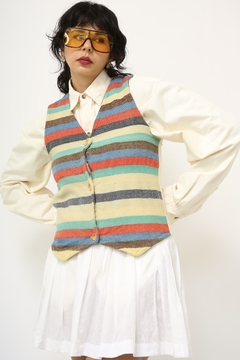 Colete listras lã vintage color - comprar online