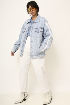 Imagem do Jaqueta jeans manga listras branca vintage