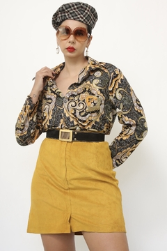 Camisa preta estampada vintage - comprar online