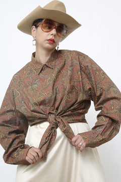 Maxi camisa western marrom - loja online