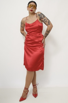 Slepp Dress vermelho acetinado