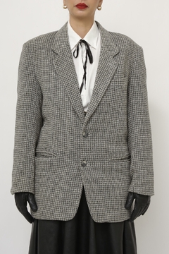 Blazer xadrez WOOL COLLECTION cinza - loja online