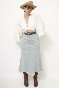 Saia jeans midi western - comprar online