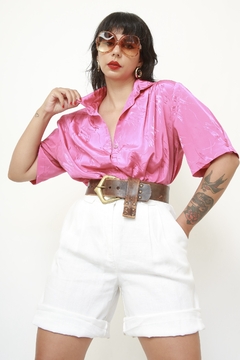 Camisa rosa acetinada vintage - comprar online