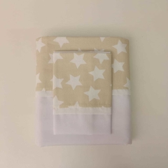 Sabana Practicuna estrella blanca fondo beige - comprar online