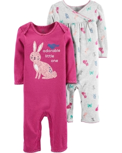 Carter's Pack 2 Ositos-Pijamas de algodón Conejo