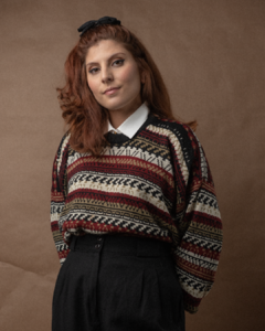 Blusa de lã estampada vintage na internet