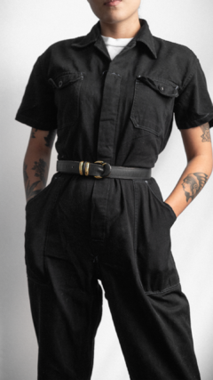 macacão longo jeans preto- p - loja online