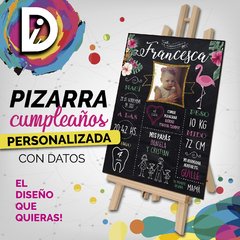 Pizarra Cumpleaños Personalizada - Datos - Primer Año - Evento 45x60cm