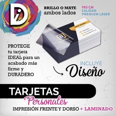 100 Tarjetas Bifaz + Laminado Ambos Lados + Diseño Incluido