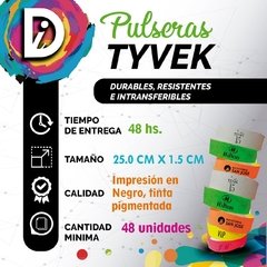 Pulseras Tyvek - Eventos - Fiestas - comprar online