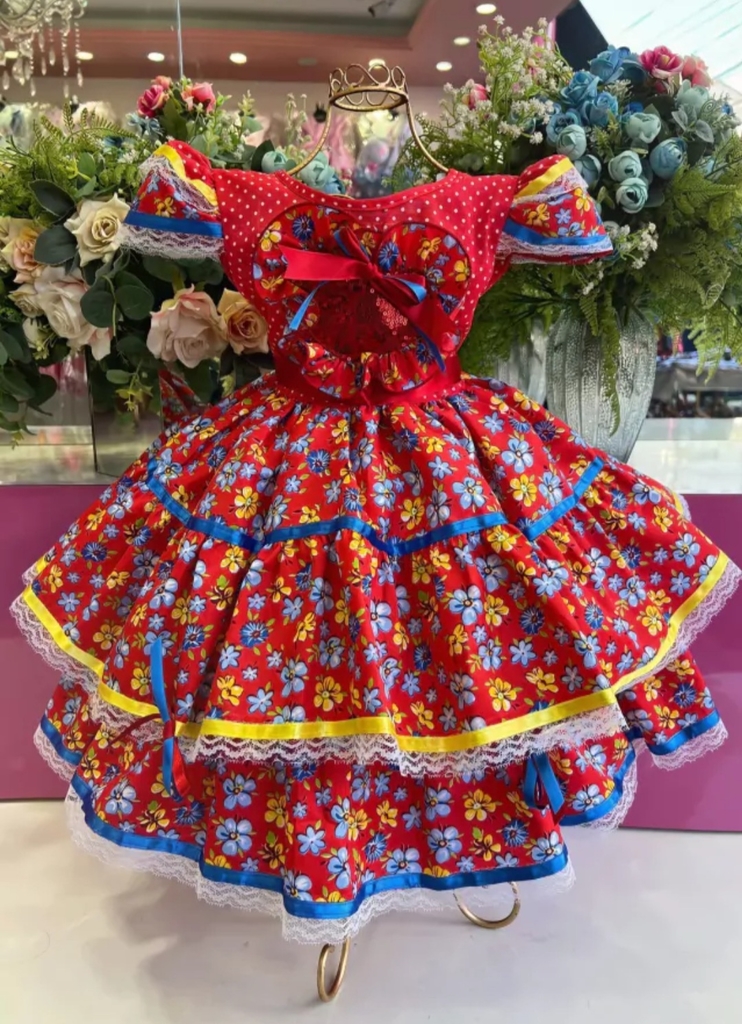 Vestido Festa Junina Vermelho - Comprar em Maedu Laços