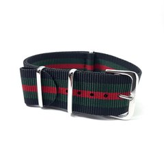 Nato strap Nylon Hi Quality Black-Green-Red 22 mm