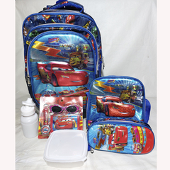 MOCHILA 5 PIEZAS CON CARRO Y LUZ + ACCESORIOS. ART M62-5