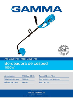 Bordeadora Eléctrica Gamma 7500rpm 1000w 35cm G3081AR - comprar online