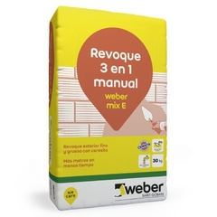 Revoque Exterior Manual Weber Mix 3 en 1 Gris x 30 Kg