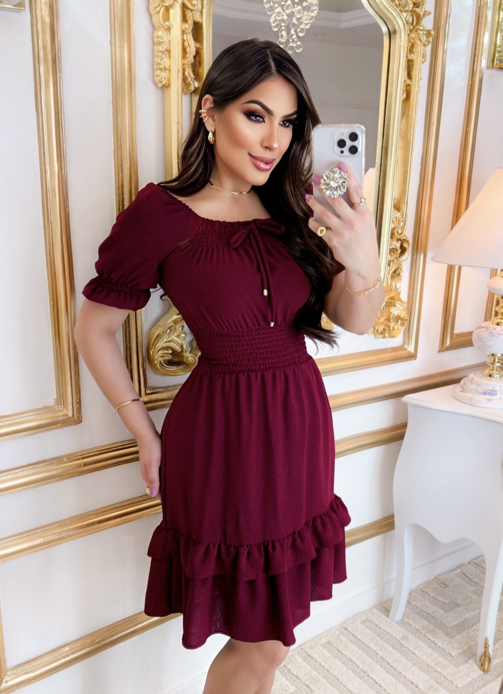 Vestido Betina Vinho Bianca Paula Moda Evang lica