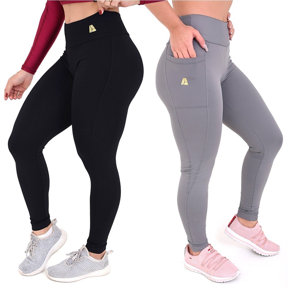 Kit Regata Feminina + Calça Legging Academia Fitness Grossa