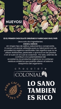 100 g Chocolate orgánico 60 % sin tacc "Colonial" - comprar online