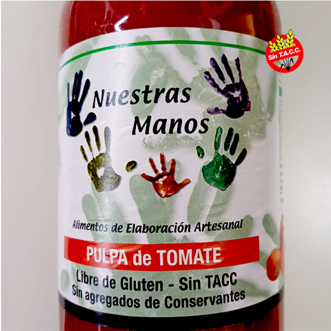 950 g Pulpa de tomate agroecológicos "Nuestras manos" sin tacc