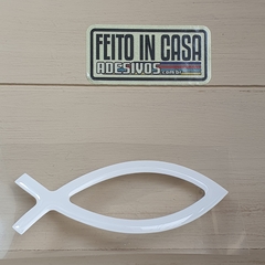 Adesivo Resinado Peixe Cristão Branco