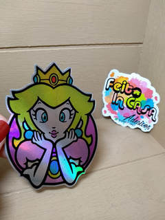 Adesivo Holográfico Princesa Peach Super Mario