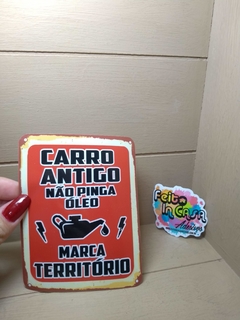 Adesivo Carro antigo não pinga óleo 11,5cm