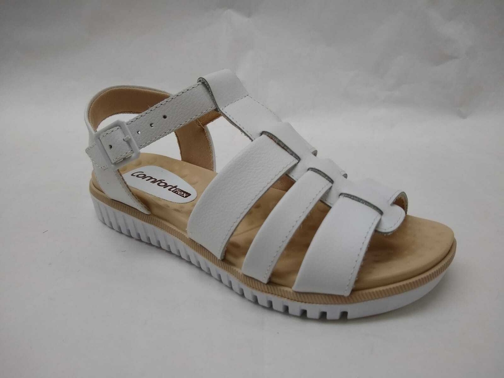 Sandália Feminina Comfortflex Papete Couro 2245406 Branco