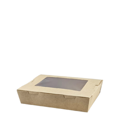 Caja Packaging Tapa Bisagra Kraft 107 Con Ventana 26x19,6x5 Cm. - Umpapel Distribuidora