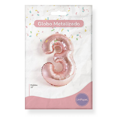 Globo Numero Metalizado Rose Gold 16 Pulgadas Apto Helio - comprar online