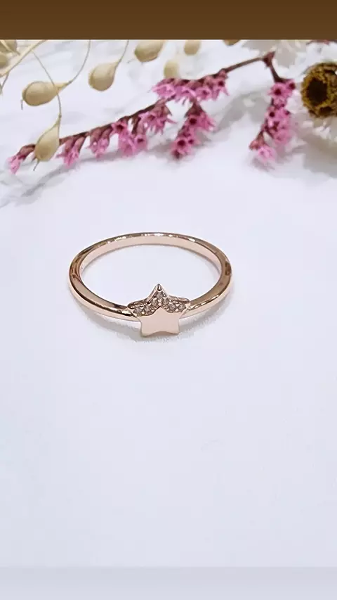 Anillo estrella plata rosé